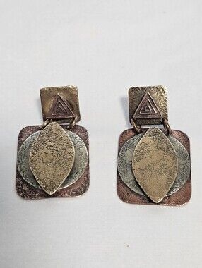 Vintage Marjorie Baer SF Mixed Metal Geometric Dangle Post Earri